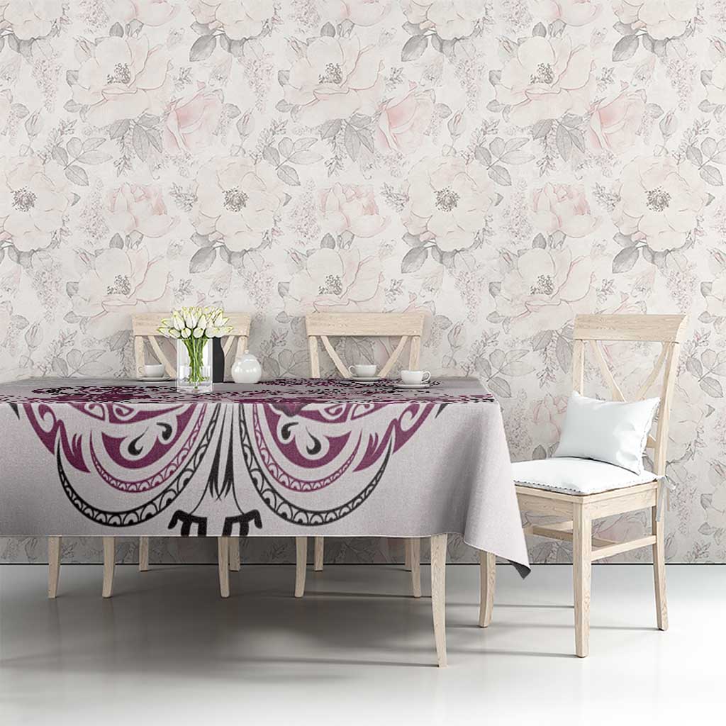 Polynesian Manta Ray Tablecloth Pink Floral Turtle Tattoo - Polynesian Pride