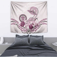 Polynesian Manta Ray Tapestry Pink Floral Turtle Tattoo - Polynesian Pride