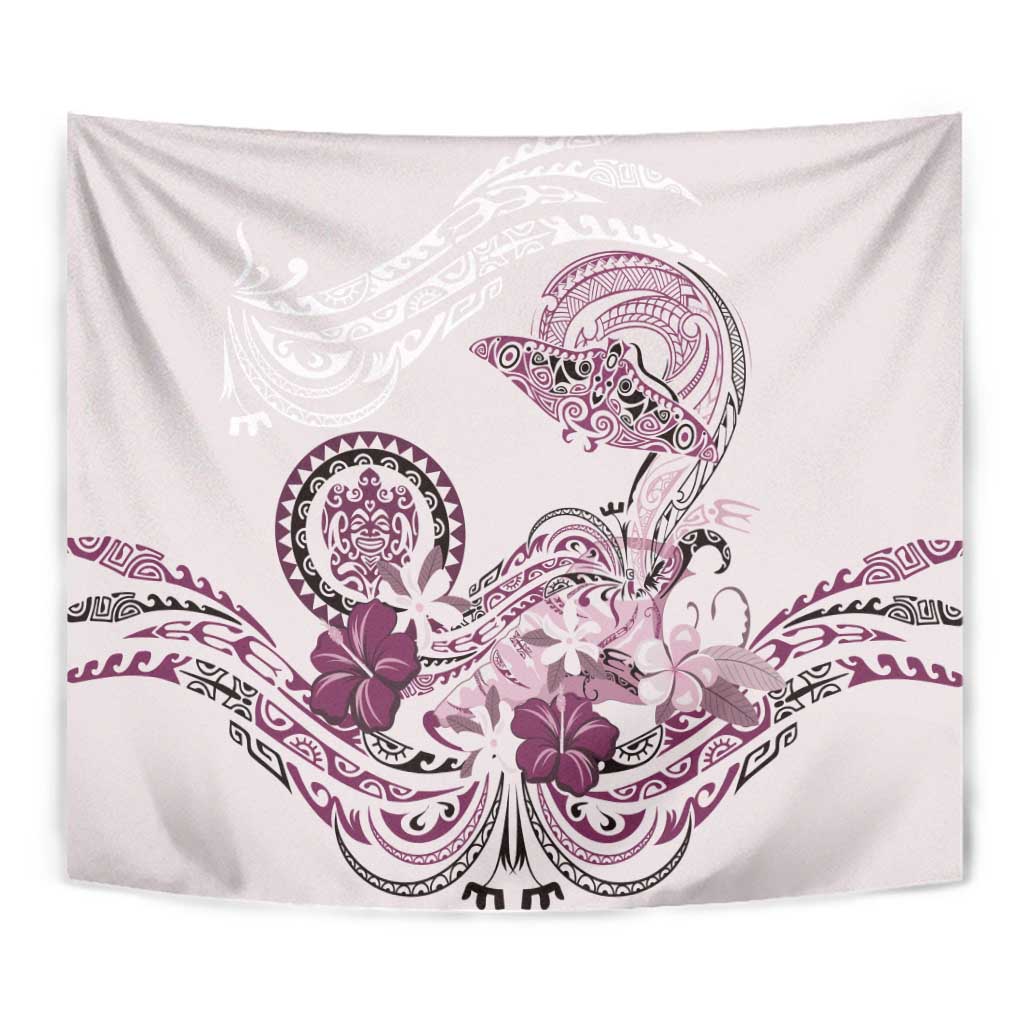 Polynesian Manta Ray Tapestry Pink Floral Turtle Tattoo - Polynesian Pride