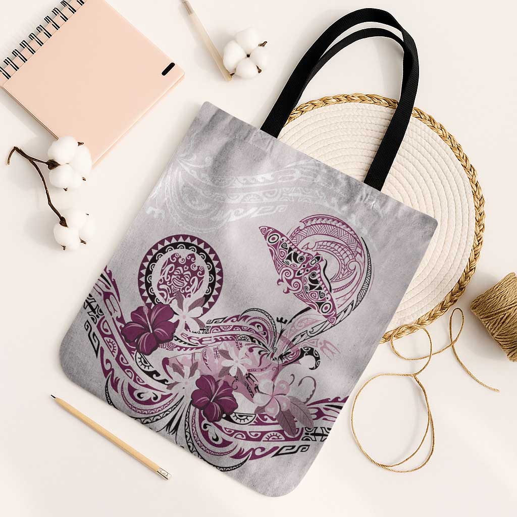 Polynesian Manta Ray Tote Bag Pink Floral Turtle Tattoo LT9 Black Strap One Size Pink - Polynesian Pride