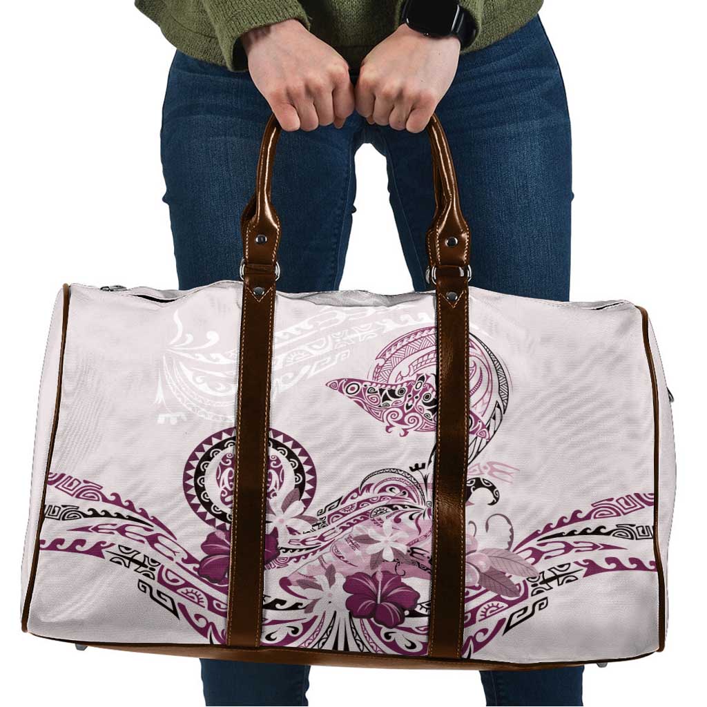 Polynesian Manta Ray Travel Bag Pink Floral Turtle Tattoo - Polynesian Pride