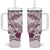 Polynesian Manta Ray Tumbler With Handle Pink Floral Turtle Tattoo - Polynesian Pride