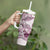 Polynesian Manta Ray Tumbler With Handle Pink Floral Turtle Tattoo - Polynesian Pride