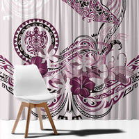 Polynesian Manta Ray Window Curtain Pink Floral Turtle Tattoo - Polynesian Pride