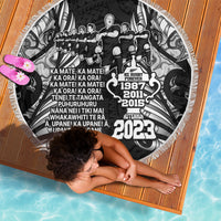 New Zealand Rugby Beach Blanket Black Haka Dance With NZ Champions History LT9 - Wonder Print Shop