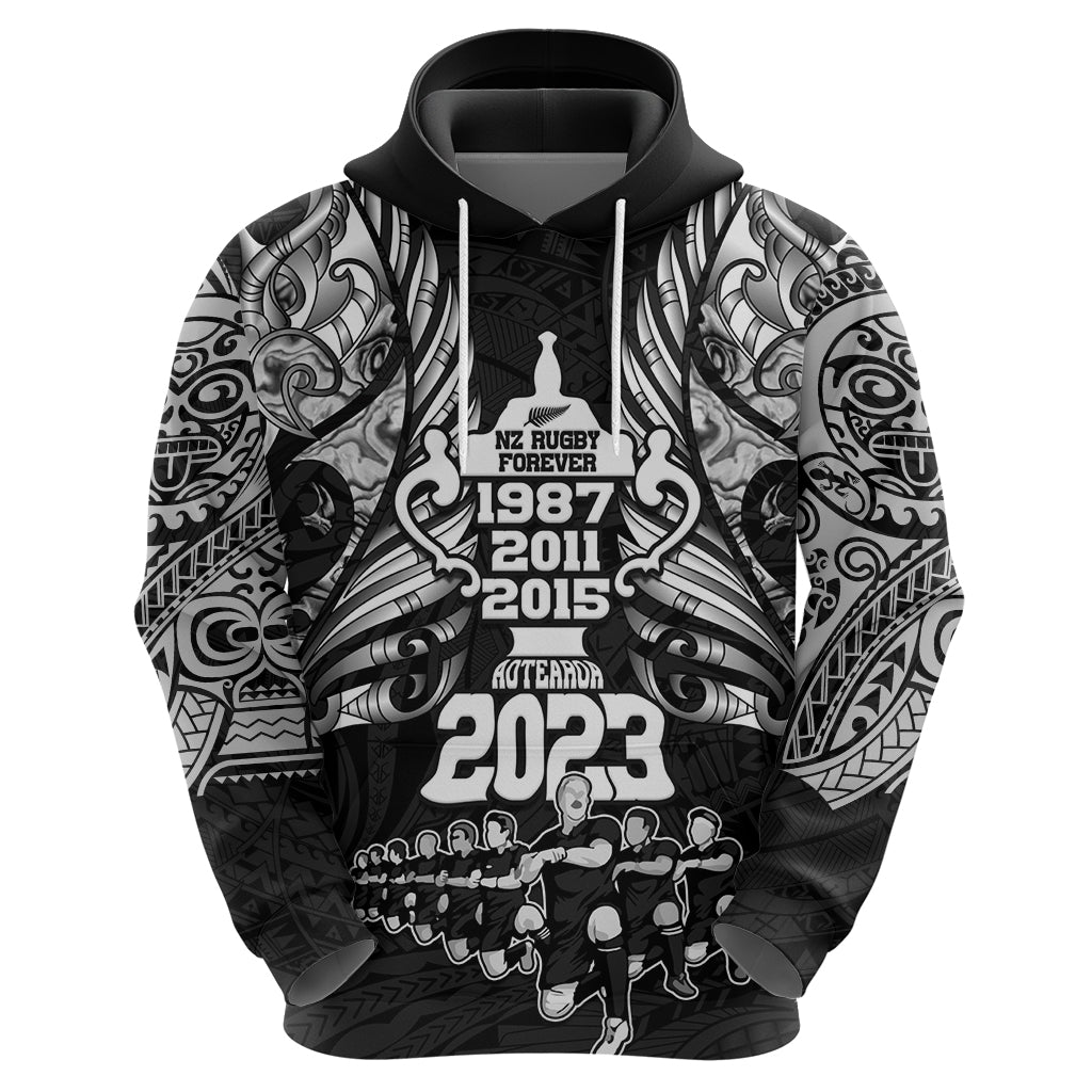 New Zealand Rugby Hoodie Black Haka Dance With NZ Champions History LT9 - Polynesian Pride