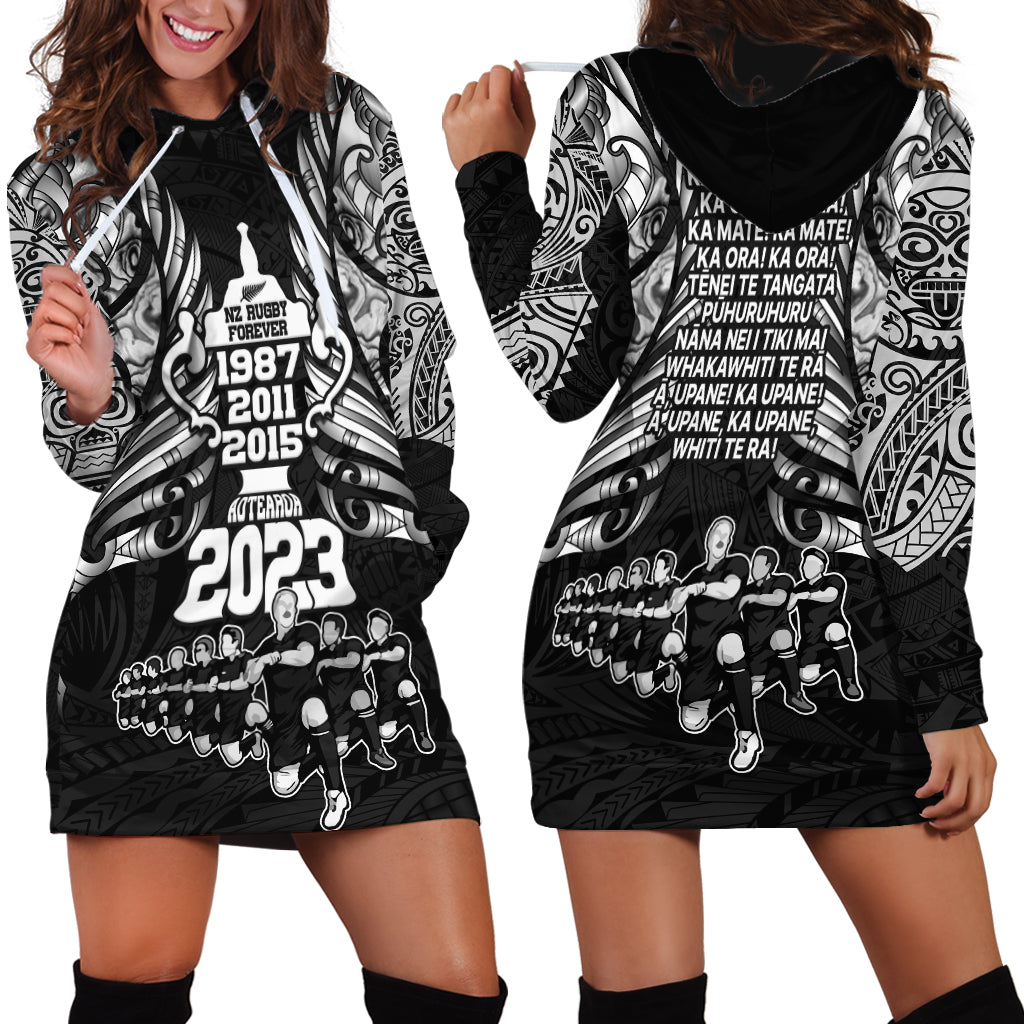 New Zealand Rugby Hoodie Dress Black Haka Dance With NZ Champions History LT9 - Polynesian Pride