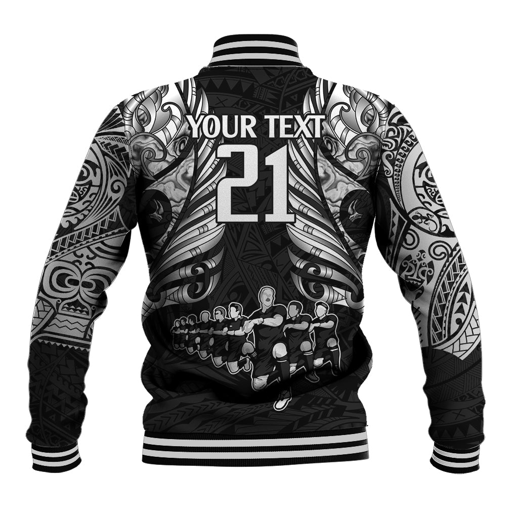 Custom New Zealand Rugby Baseball Jacket Black Haka Dance With NZ Champions History LT9 - Polynesian Pride