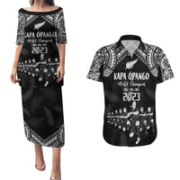 NZ Rugby Couples Matching Puletasi Dress and Hawaiian Shirt Kapa Opango Maori Haka With Years of The All Black Champions LT9 Black - Polynesian Pride