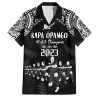 NZ Rugby Family Matching Tank Maxi Dress and Hawaiian Shirt Kapa Opango Maori Haka With Years of The All Black Champions LT9 Dad's Shirt - Short Sleeve Black - Polynesian Pride