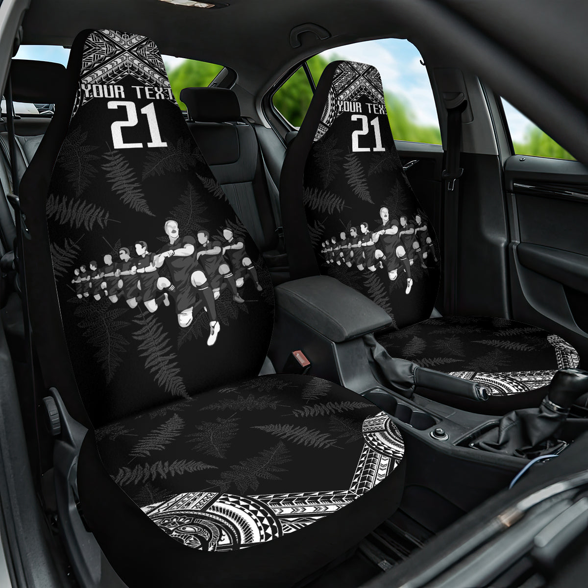 Custom NZ Rugby Car Seat Cover Kapa Opango Maori Haka With Years of The All Black Champions LT9 One Size Black - Polynesian Pride