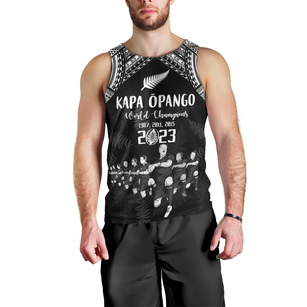 Custom NZ Rugby Men Tank Top Kapa Opango Maori Haka With Years of The All Black Champions LT9 - Polynesian Pride