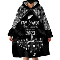 Custom NZ Rugby Wearable Blanket Hoodie Kapa Opango Maori Haka With Years of The All Black Champions LT9 - Polynesian Pride