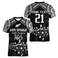 Custom NZ Rugby Women V Neck T Shirt Kapa Opango Maori Haka With Years of The All Black Champions LT9 - Polynesian Pride