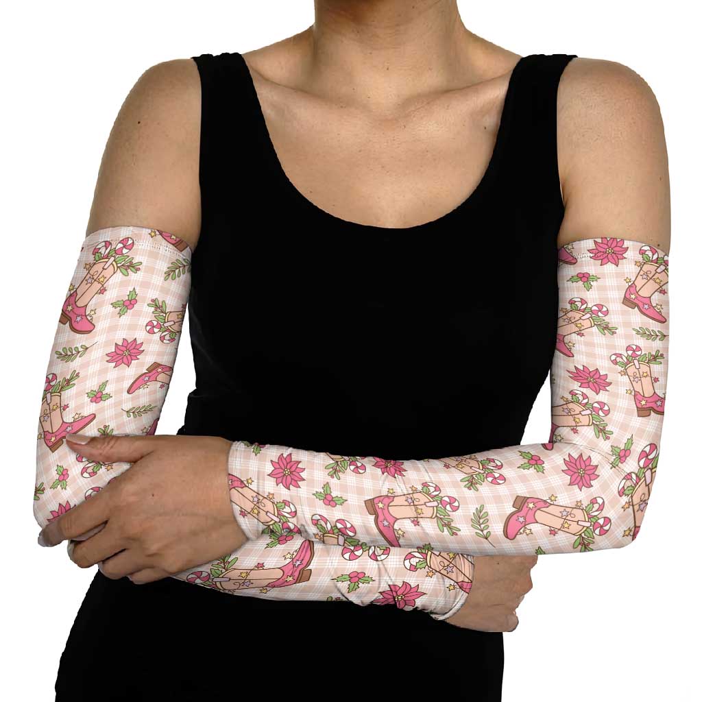Beige Paniolo Palaka Hawaiian Cowgirl Christmas Arm Sleeves - Polynesian Pride