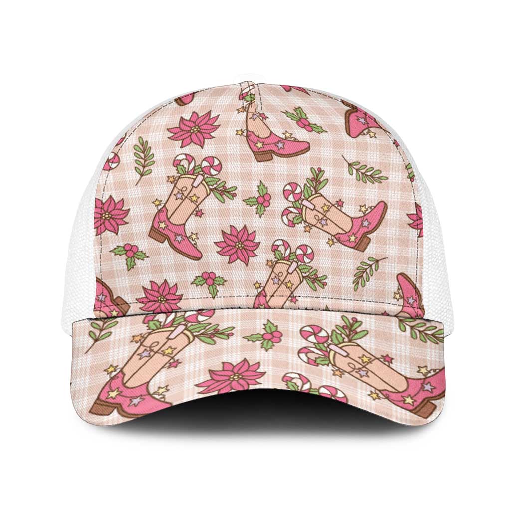 Beige Paniolo Palaka Hawaiian Cowgirl Christmas Baseball Net Cap - Polynesian Pride