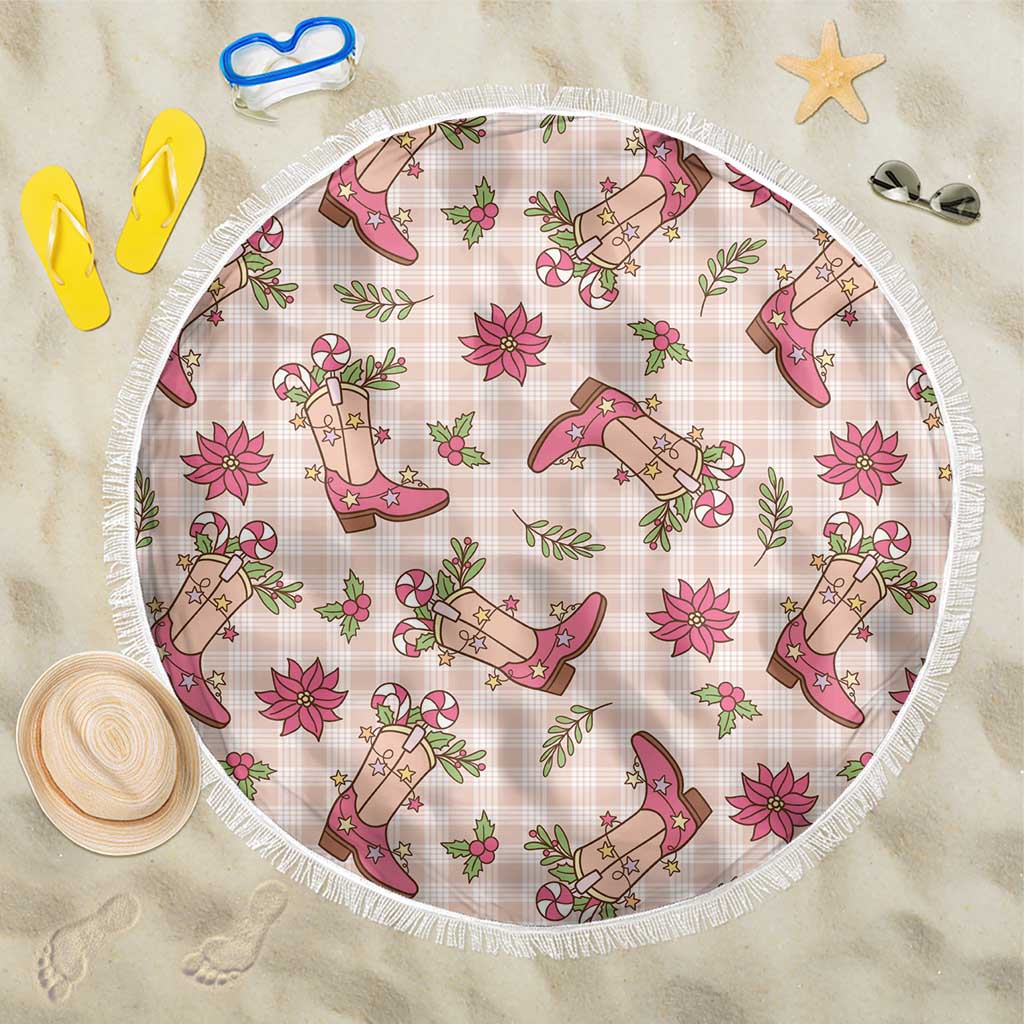 Beige Paniolo Palaka Hawaiian Cowgirl Christmas Beach Blanket - Polynesian Pride