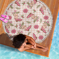 Beige Paniolo Palaka Hawaiian Cowgirl Christmas Beach Blanket - Polynesian Pride