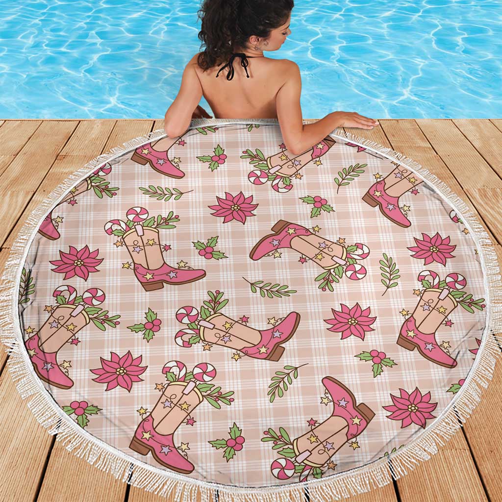 Beige Paniolo Palaka Hawaiian Cowgirl Christmas Beach Blanket - Polynesian Pride