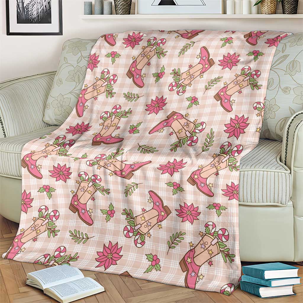 Beige Paniolo Palaka Hawaiian Cowgirl Christmas Blanket - Polynesian Pride