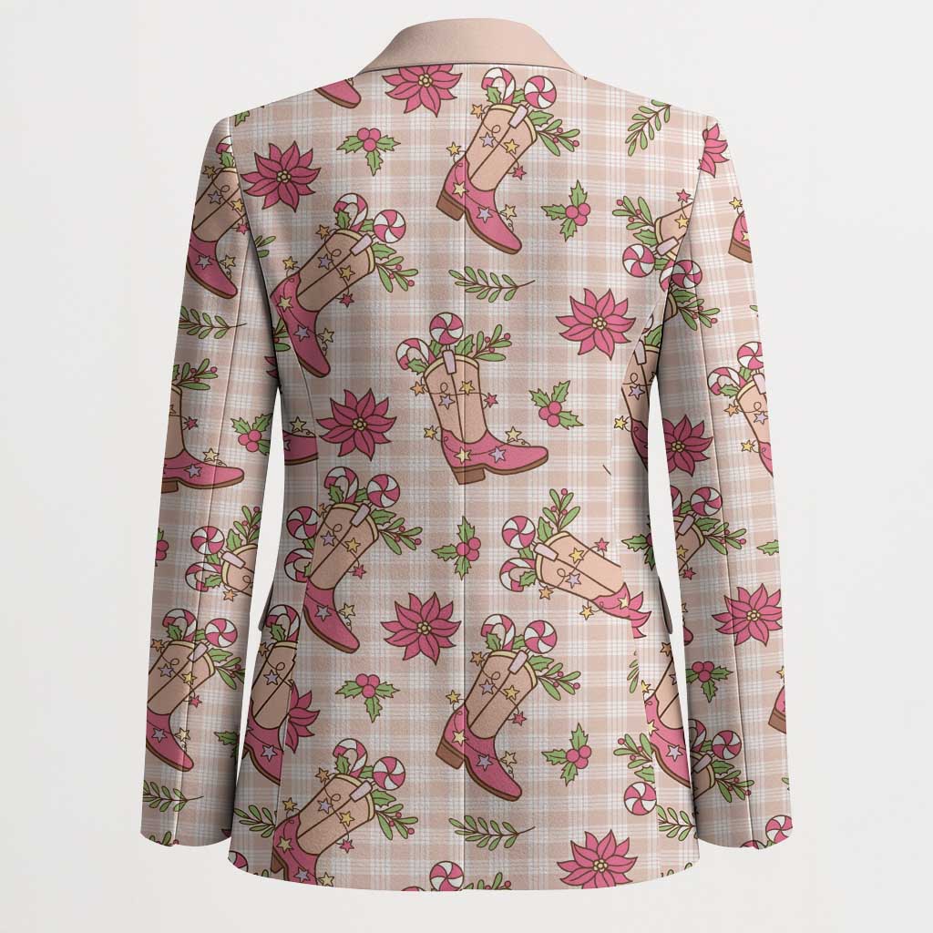 Beige Paniolo Palaka Hawaiian Cowgirl Christmas Blazer - Polynesian Pride