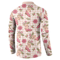 Beige Paniolo Palaka Hawaiian Cowgirl Christmas Button Sweatshirt - Polynesian Pride