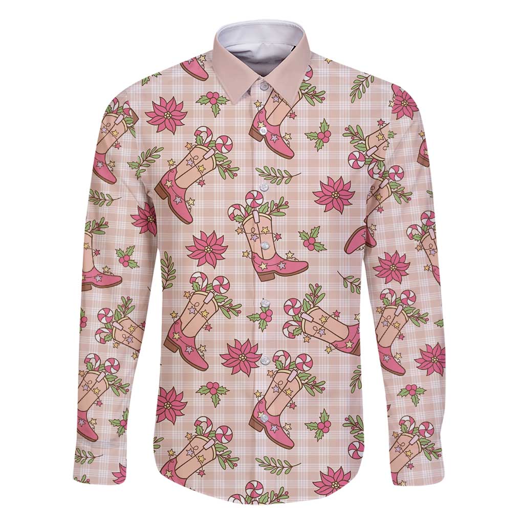 Beige Paniolo Palaka Hawaiian Cowgirl Christmas Family Matching Off Shoulder Short Dress and Hawaiian Shirt - Polynesian Pride