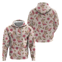 Beige Paniolo Palaka Hawaiian Cowgirl Christmas Hoodie - Polynesian Pride