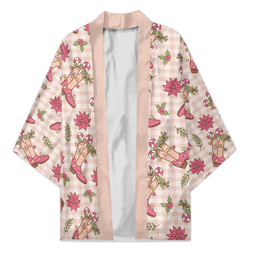 Beige Paniolo Palaka Hawaiian Cowgirl Christmas Kimono - Polynesian Pride