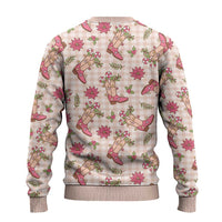 Beige Paniolo Palaka Hawaiian Cowgirl Christmas Ugly Christmas Sweater - Polynesian Pride