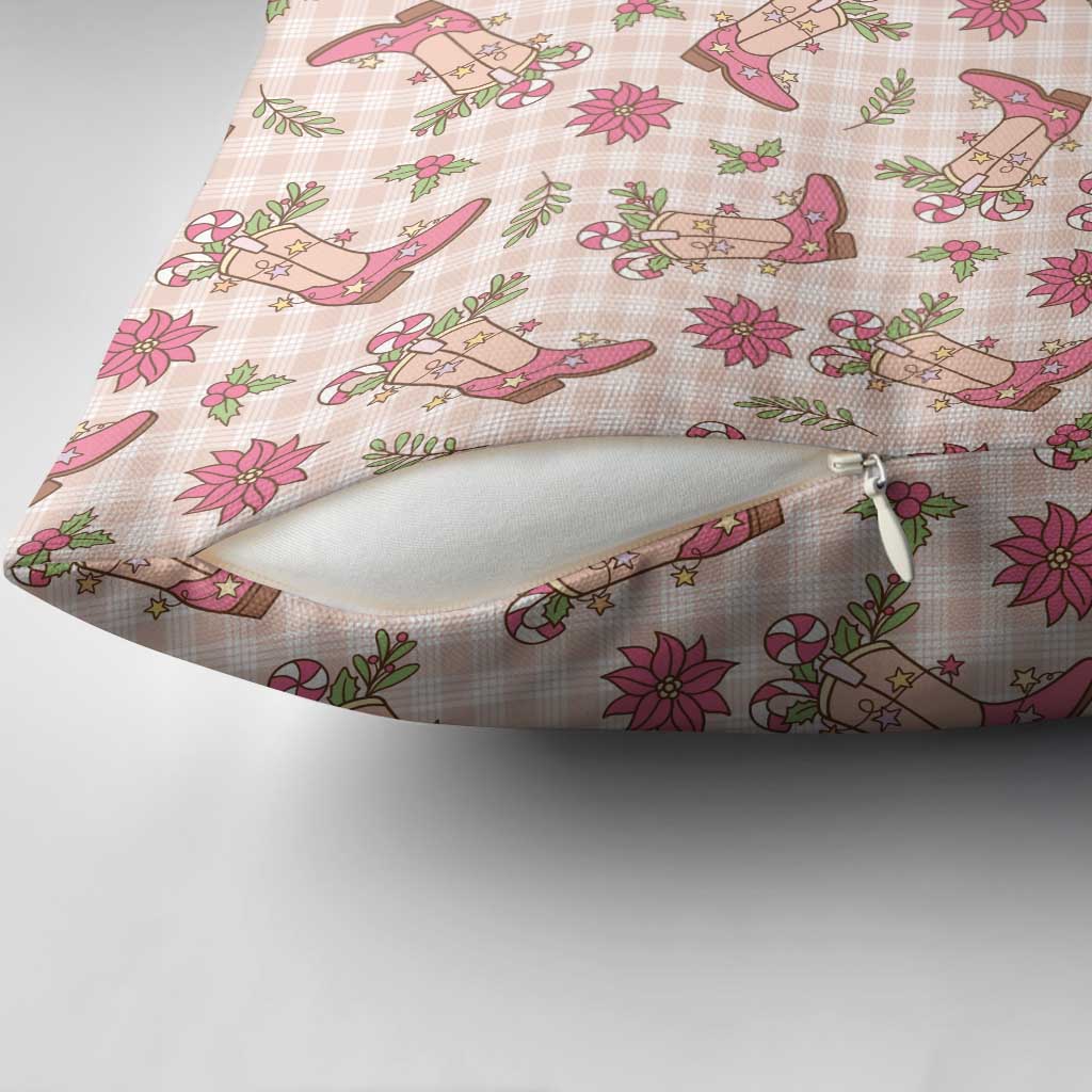 Beige Paniolo Palaka Hawaiian Cowgirl Christmas Pillow Cover - Polynesian Pride