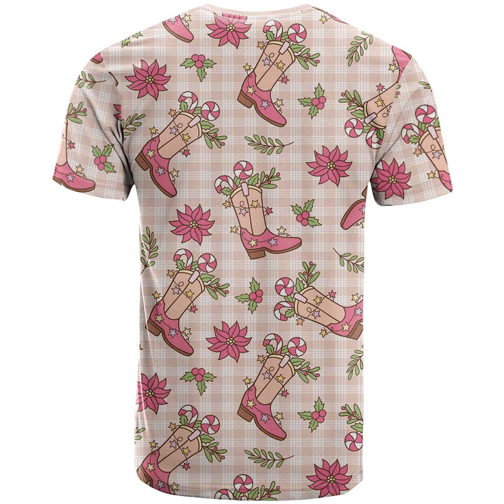 Beige Paniolo Palaka Hawaiian Cowgirl Christmas T Shirt - Polynesian Pride