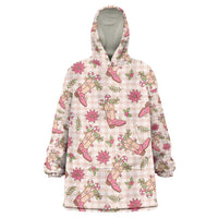 Beige Paniolo Palaka Hawaiian Cowgirl Christmas Wearable Blanket Hoodie - Polynesian Pride