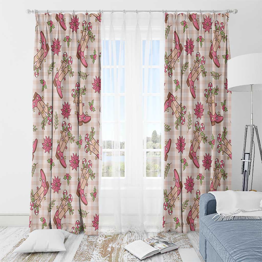 Beige Paniolo Palaka Hawaiian Cowgirl Christmas Window Curtain - Polynesian Pride
