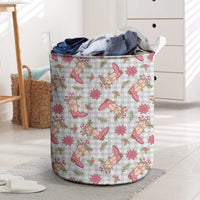 Gray Paniolo Palaka Hawaiian Cowgirl Christmas Laundry Basket - Polynesian Pride