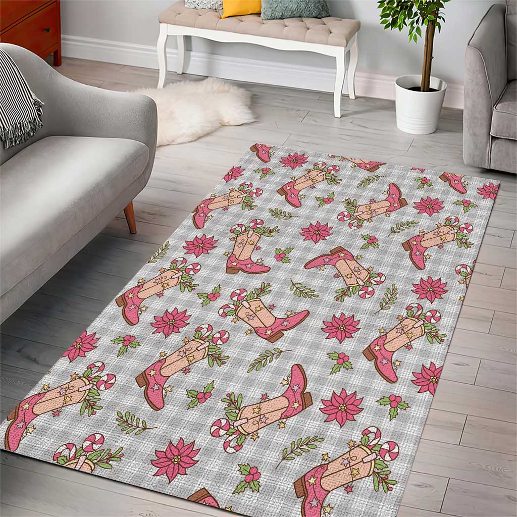 Gray Paniolo Palaka Hawaiian Cowgirl Christmas Area Rug - Polynesian Pride