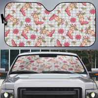Gray Paniolo Palaka Hawaiian Cowgirl Christmas Auto Sun Shade - Polynesian Pride