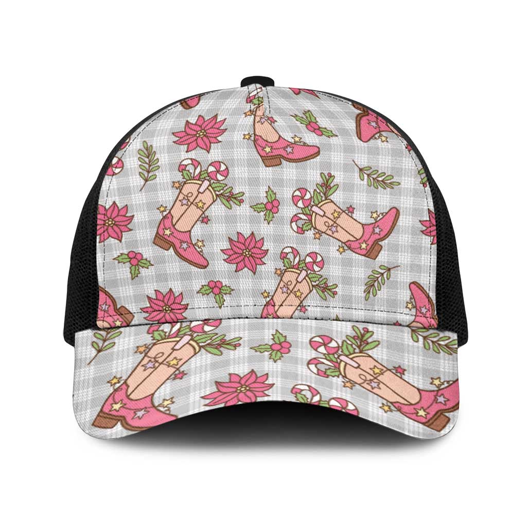 Gray Paniolo Palaka Hawaiian Cowgirl Christmas Baseball Net Cap - Polynesian Pride