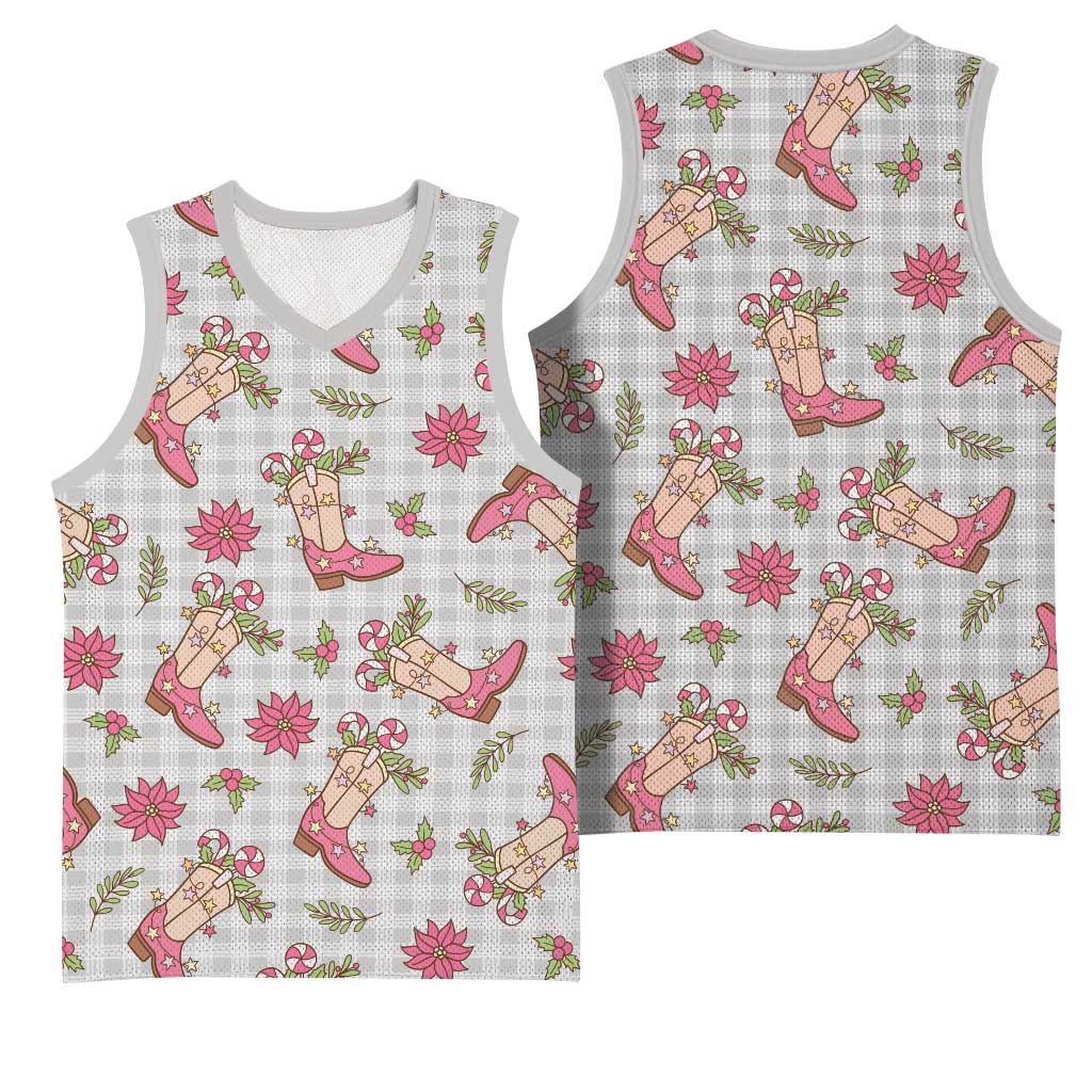 Gray Paniolo Palaka Hawaiian Cowgirl Christmas Basketball Jersey - Polynesian Pride