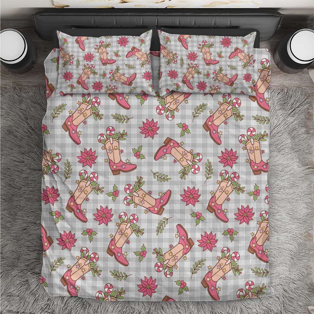 Gray Paniolo Palaka Hawaiian Cowgirl Christmas Bedding Set - Polynesian Pride