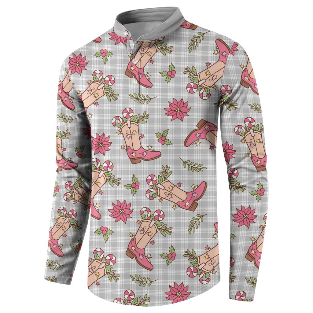 Gray Paniolo Palaka Hawaiian Cowgirl Christmas Button Sweatshirt - Polynesian Pride