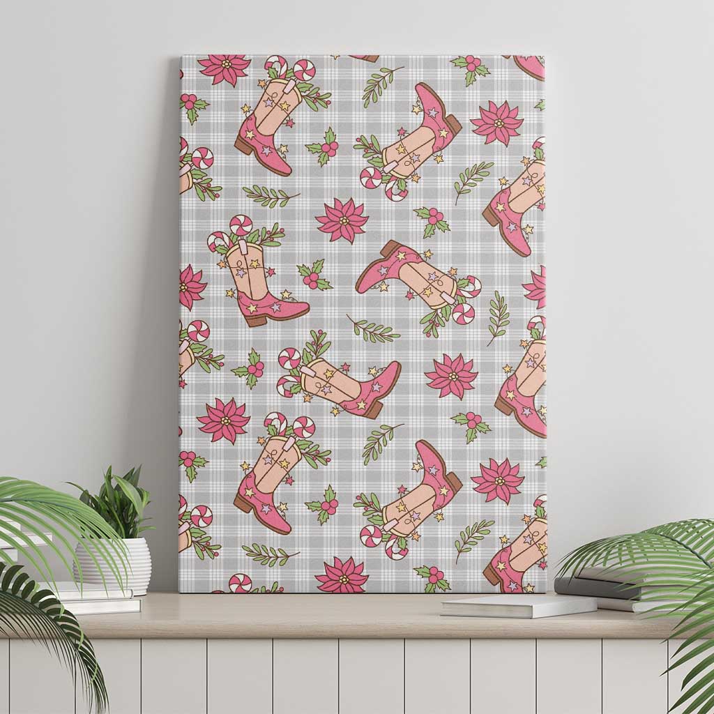 Gray Paniolo Palaka Hawaiian Cowgirl Christmas Canvas Wall Art - Polynesian Pride