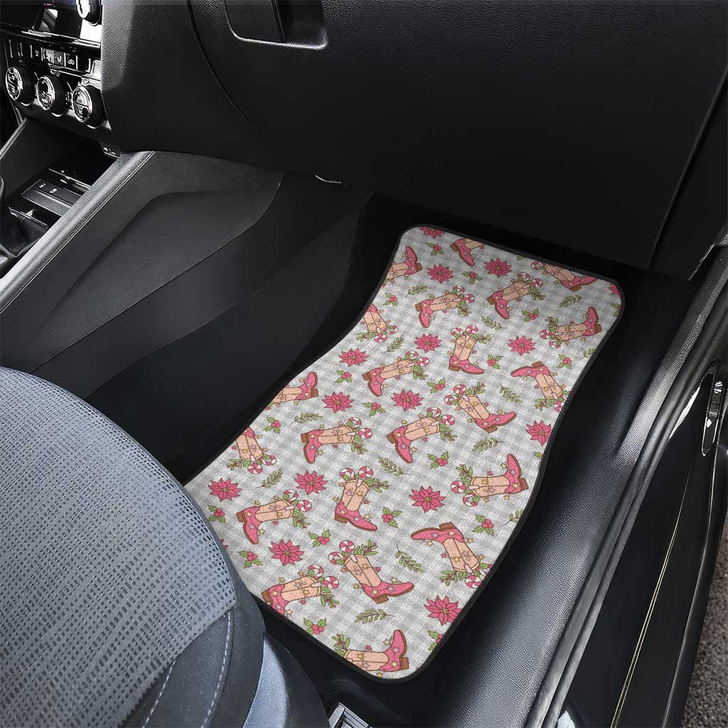 Gray Paniolo Palaka Hawaiian Cowgirl Christmas Car Mats - Polynesian Pride