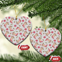 Gray Paniolo Palaka Hawaiian Cowgirl Christmas Ceramic Ornament - Polynesian Pride