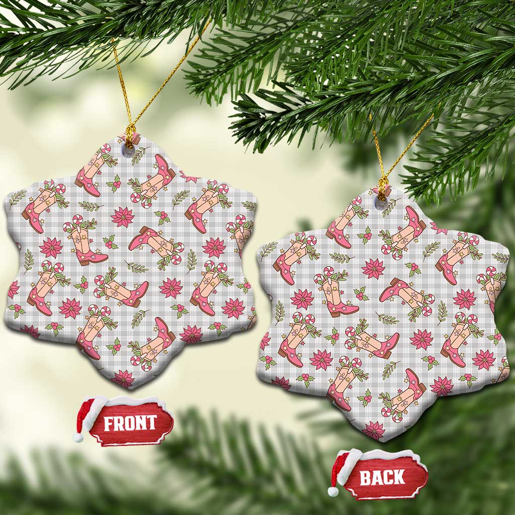 Gray Paniolo Palaka Hawaiian Cowgirl Christmas Ceramic Ornament - Polynesian Pride