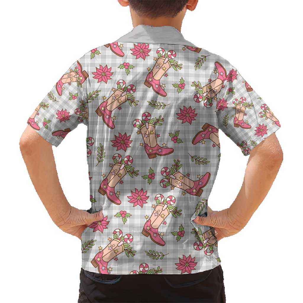 Gray Paniolo Palaka Hawaiian Cowgirl Christmas Family Matching Puletasi and Hawaiian Shirt - Polynesian Pride