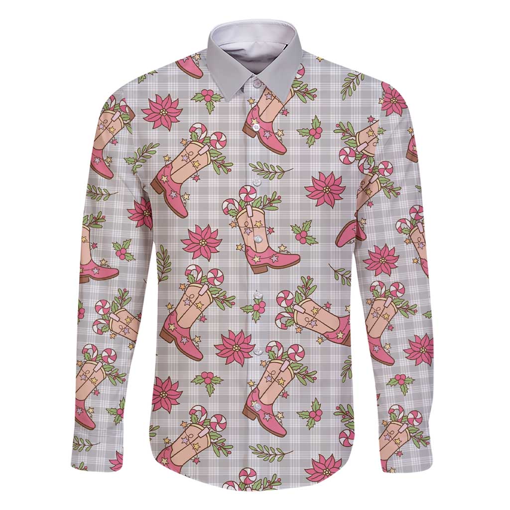 Gray Paniolo Palaka Hawaiian Cowgirl Christmas Family Matching Short Sleeve Bodycon Dress and Hawaiian Shirt - Polynesian Pride