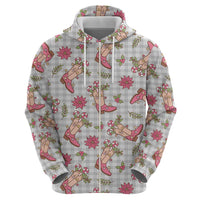 Gray Paniolo Palaka Hawaiian Cowgirl Christmas Hoodie - Polynesian Pride