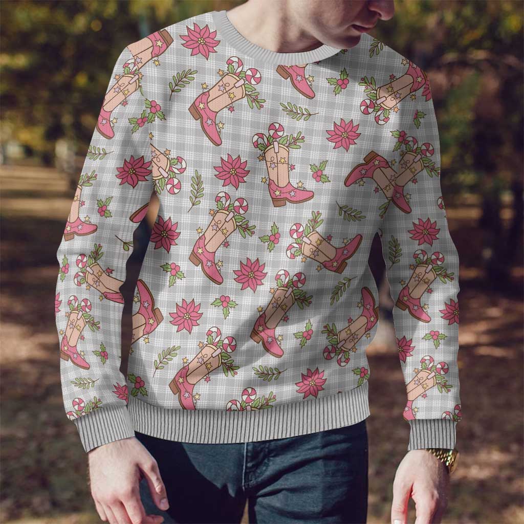 Gray Paniolo Palaka Hawaiian Cowgirl Christmas Ugly Christmas Sweater - Polynesian Pride