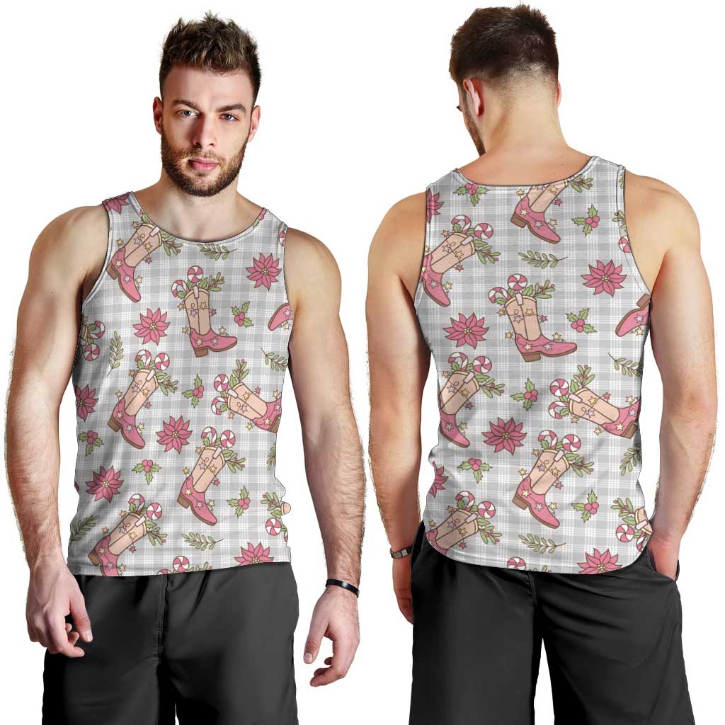 Gray Paniolo Palaka Hawaiian Cowgirl Christmas Men Tank Top - Polynesian Pride
